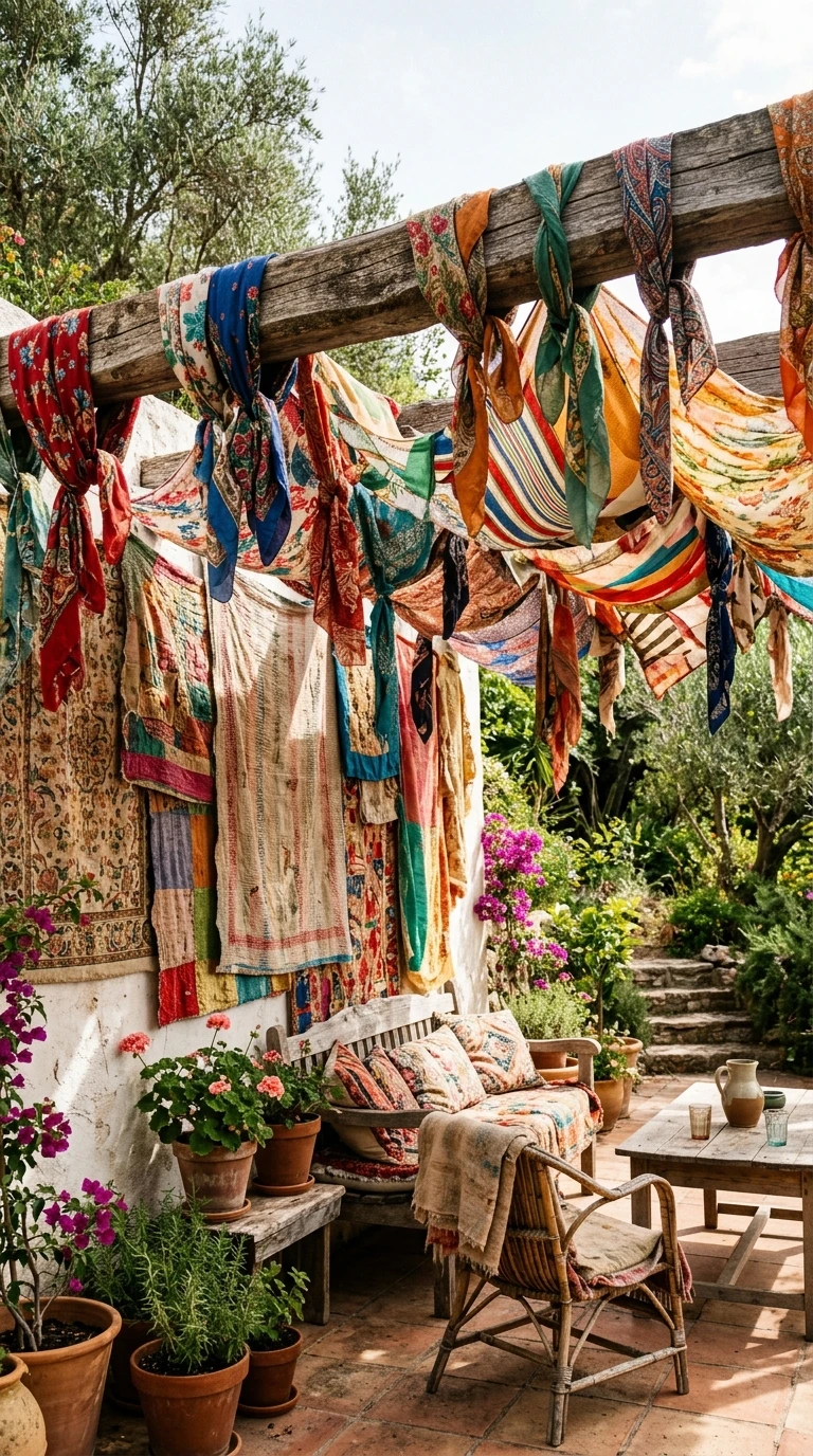 Tissus Récupérés comme Déco Outdoor