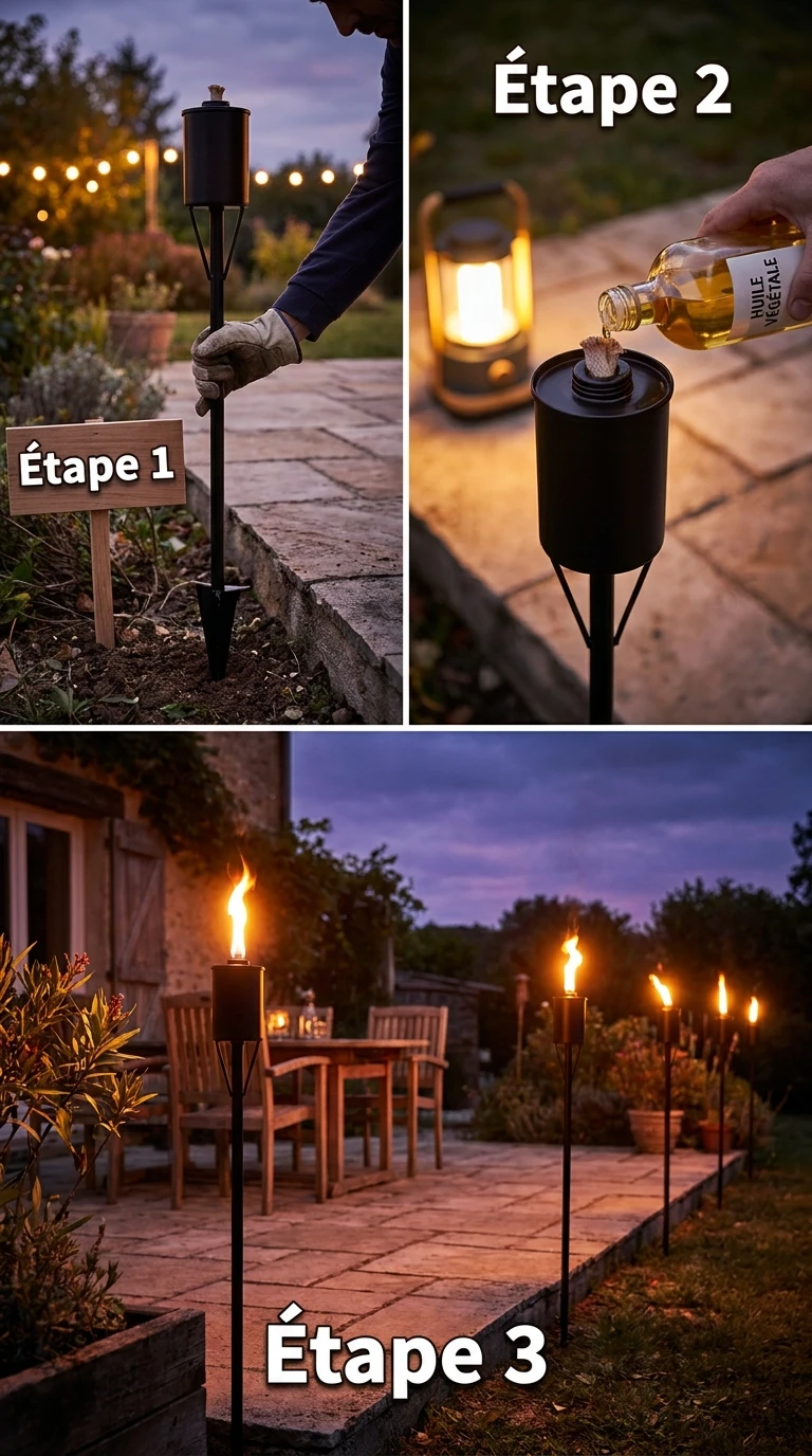 Torches à Huile Végétale en Périmètre