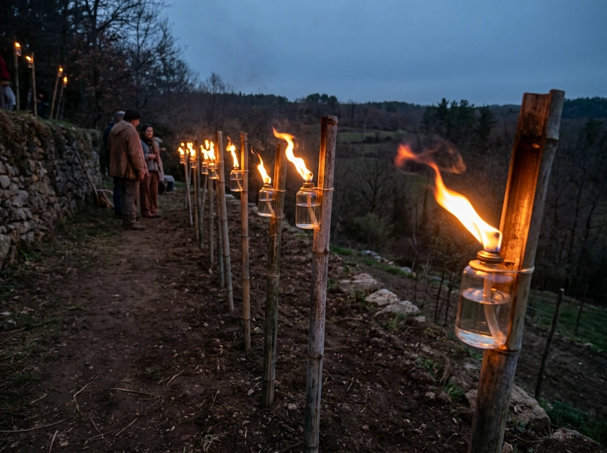 Torches à l'Huile de Ricin en Bambou
