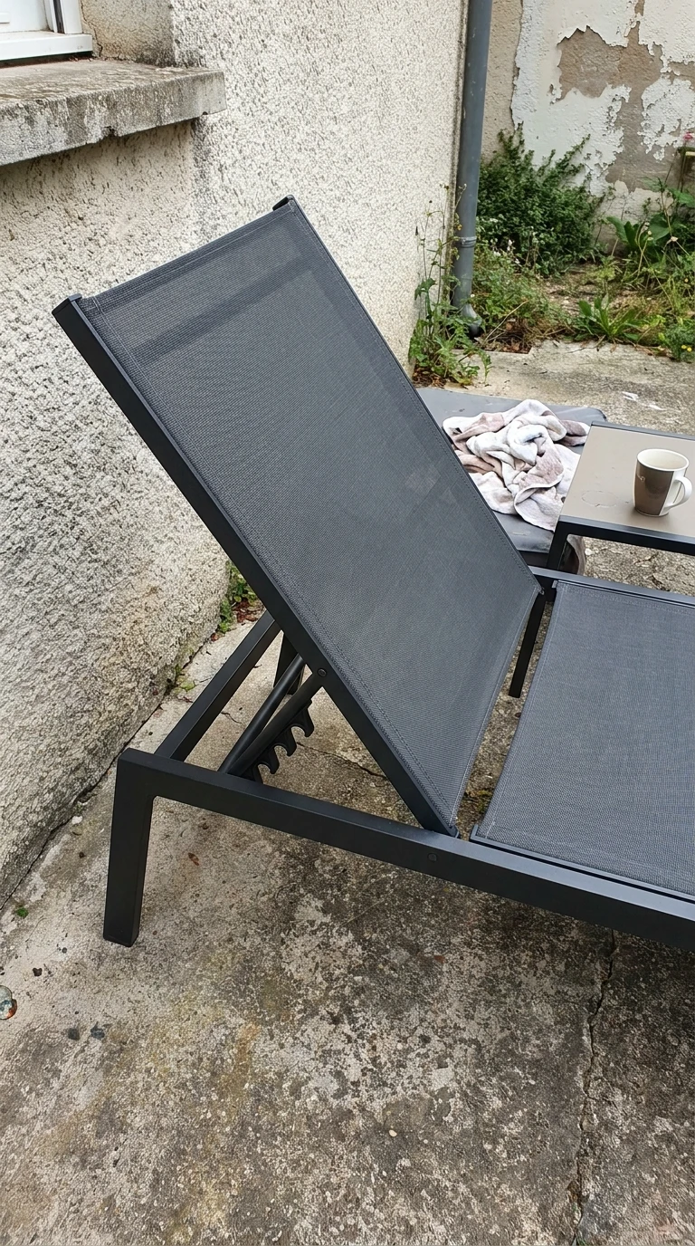 Transat Textilène Gris Anthracite Cadre Aluminium