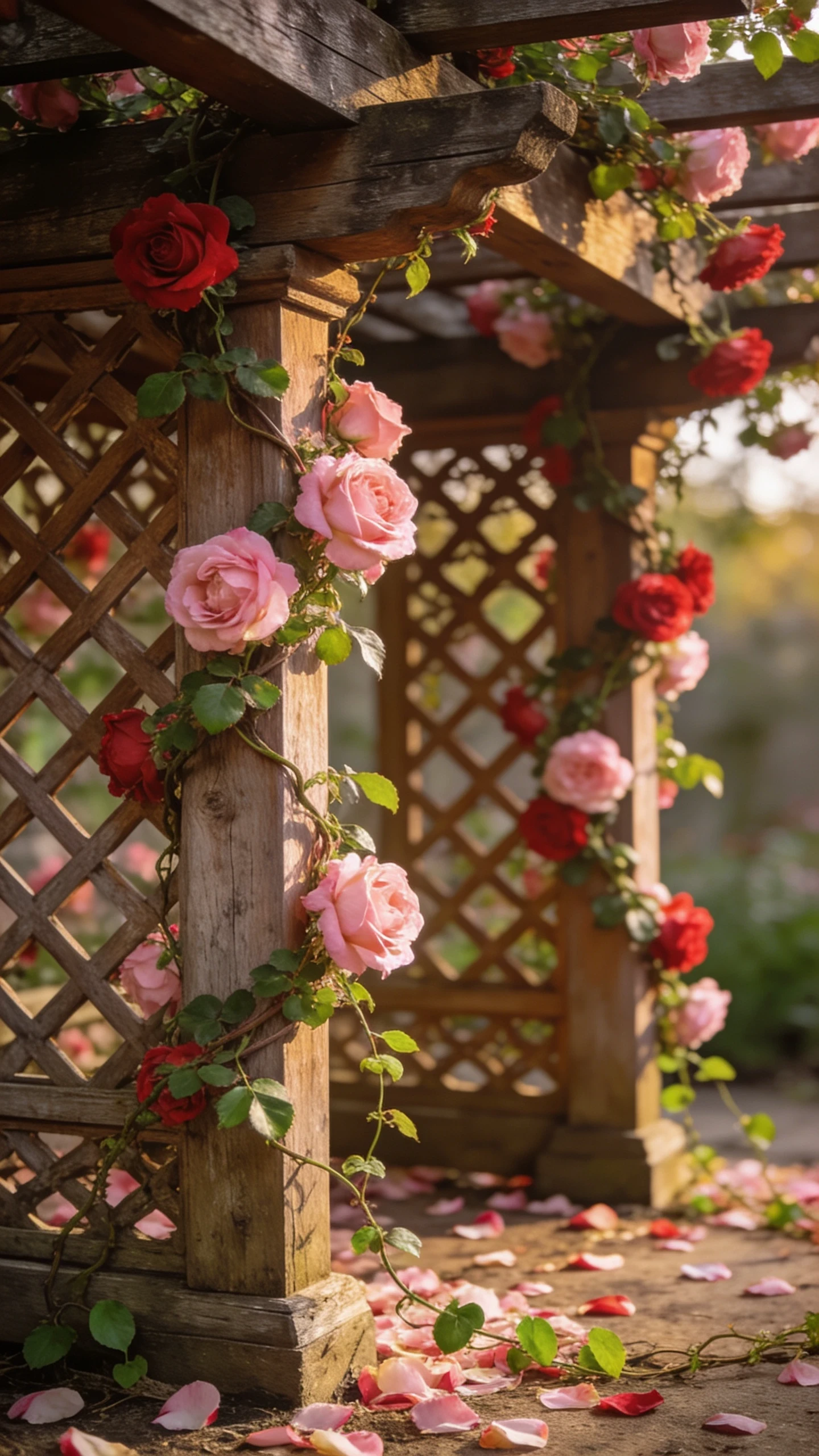 Treillage avec Rosiers Grimpants