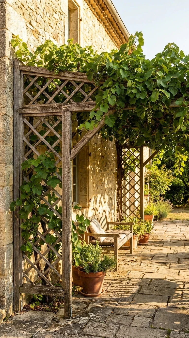 Treille en Bois avec Vigne