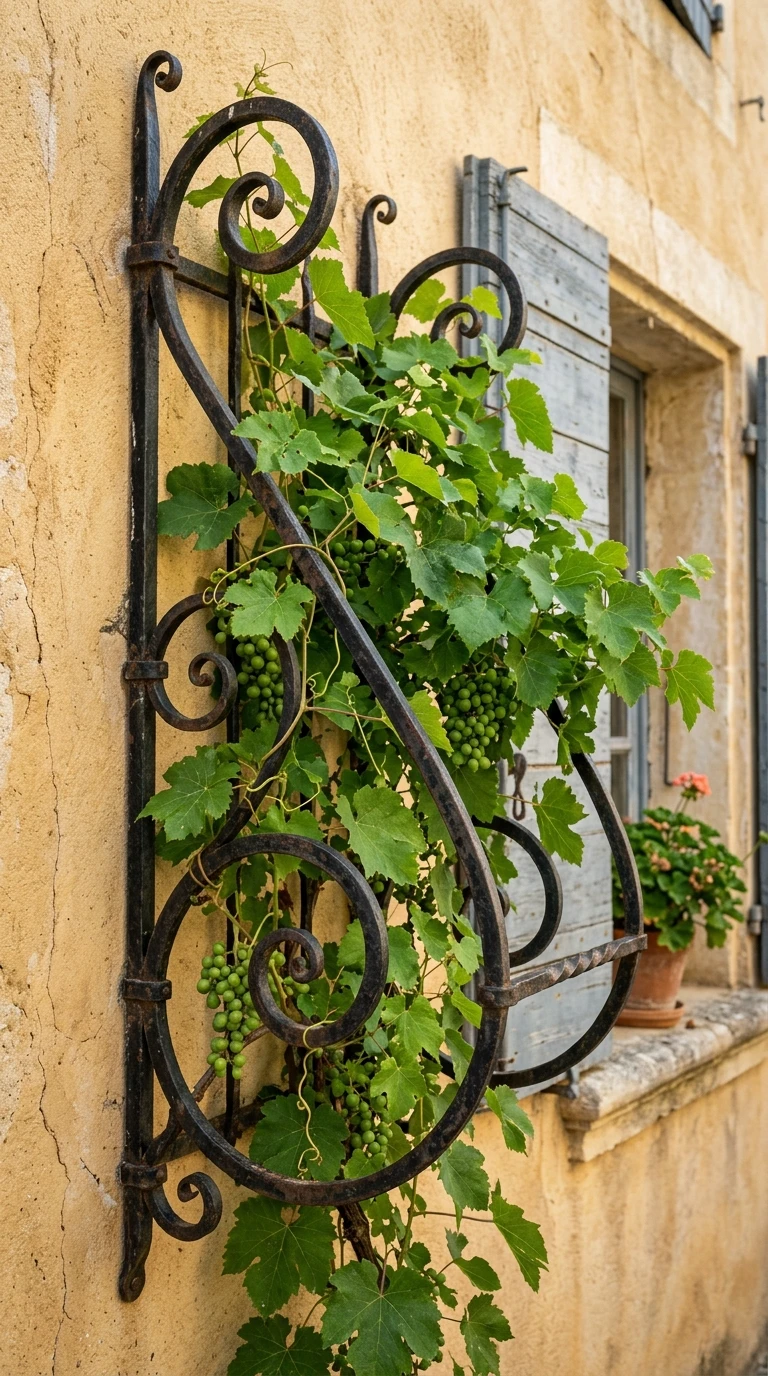 Treille en Fer Forgé avec Vigne