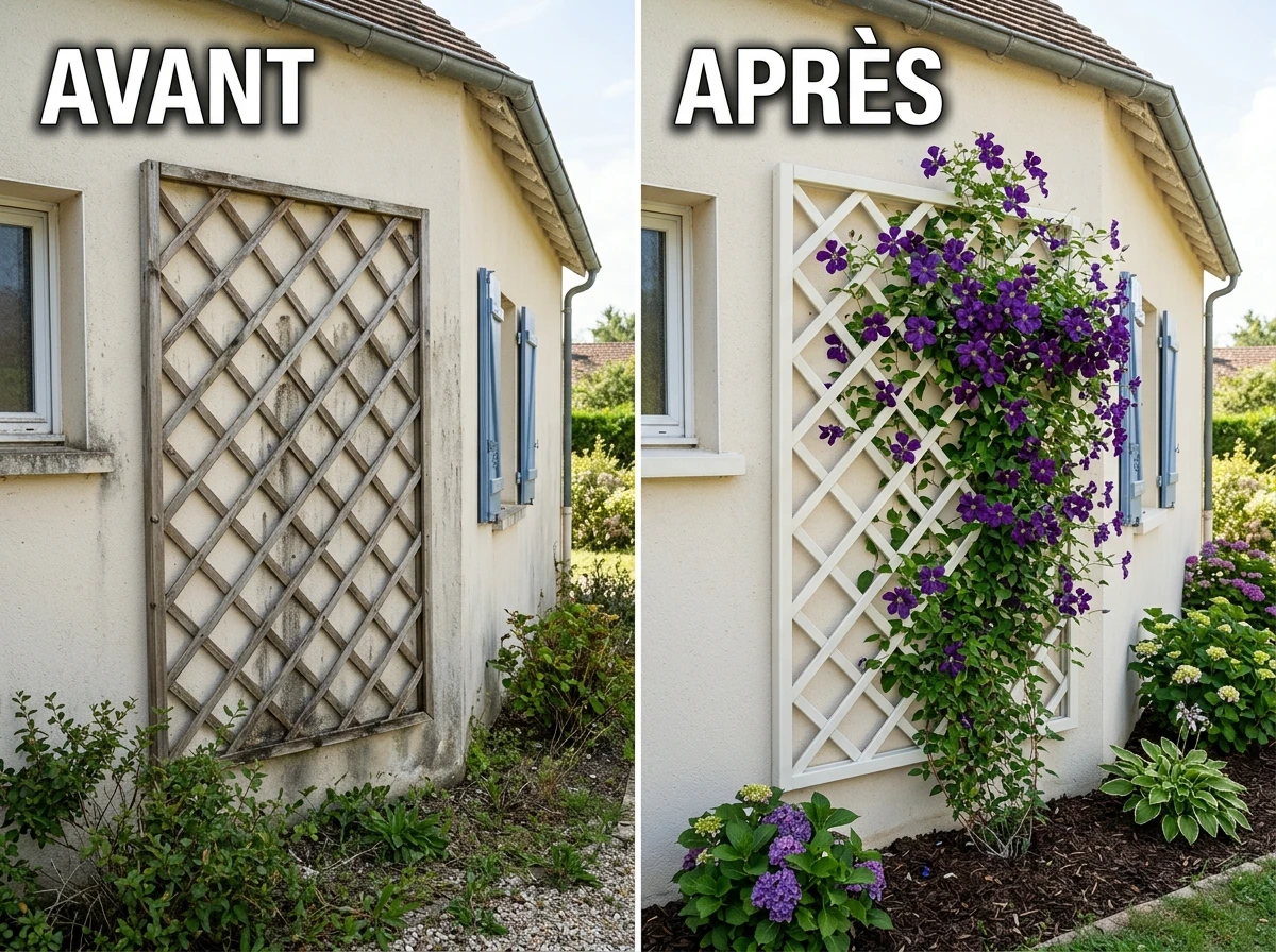 Treillis Bois Traité Classe 3 Peint Blanc