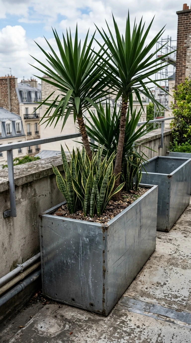Végétal Graphique dans Bacs Acier Galvanisé